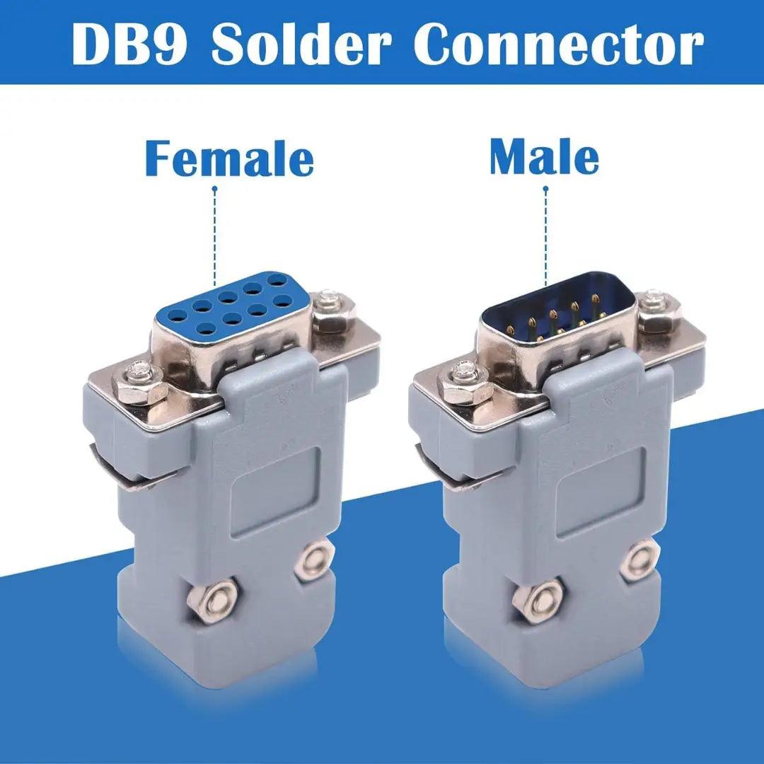 DB9 Connector Adapter Kit - 9-Pin D-SUB Male/Female Solder Connectors with Plastic Housing (1 Set) H-DB9-BOX - East Texas Electronics LLC.